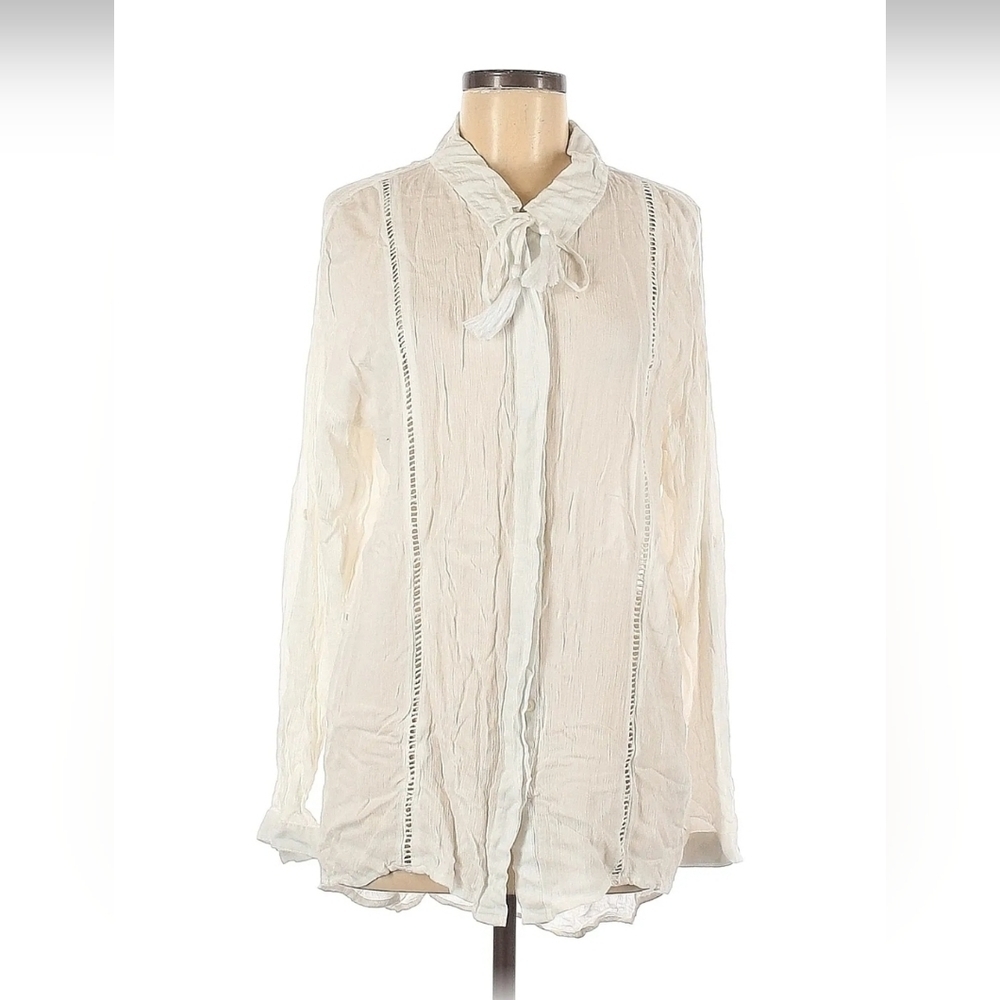 RIP CURL Women White Long Sleeve Button-Down Shirt S